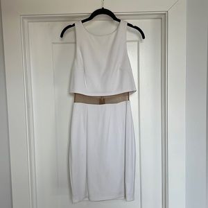 Bailey44 white form-fitting dress with illusion cutout and back zipper
